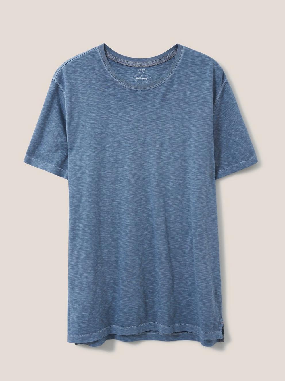 Abersoch Short Sleeve Tee in MID BLUE - FLAT FRONT