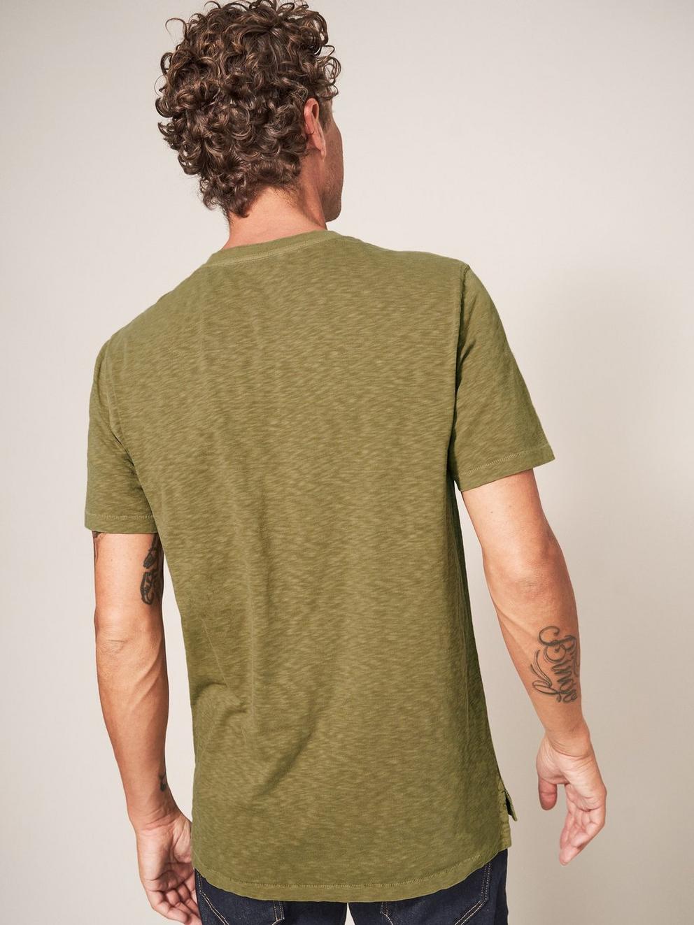 Abersoch Short Sleeve Tee in MID GREEN - MODEL BACK