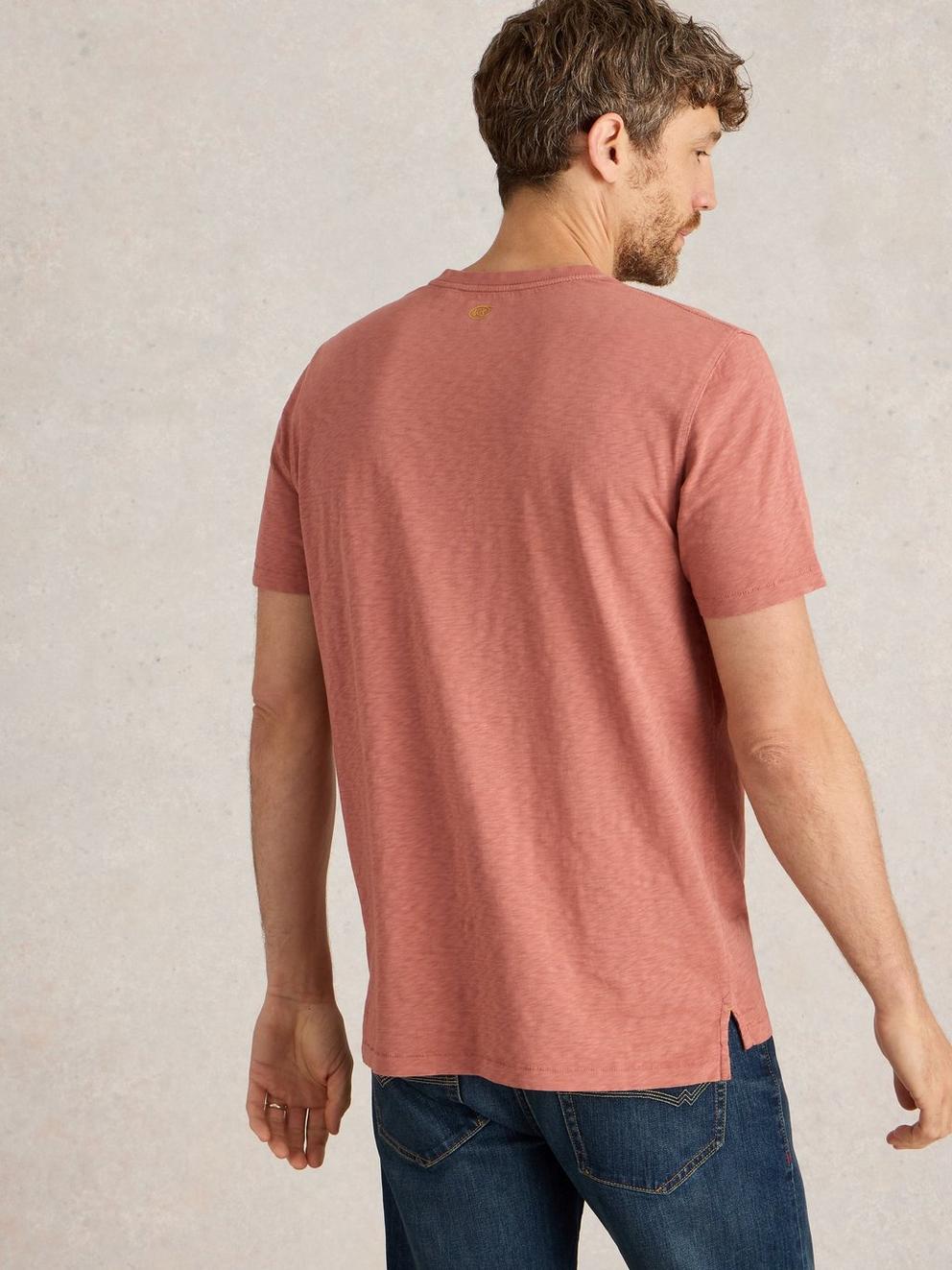 Abersoch Short Sleeve Tee in MID PINK - MODEL BACK