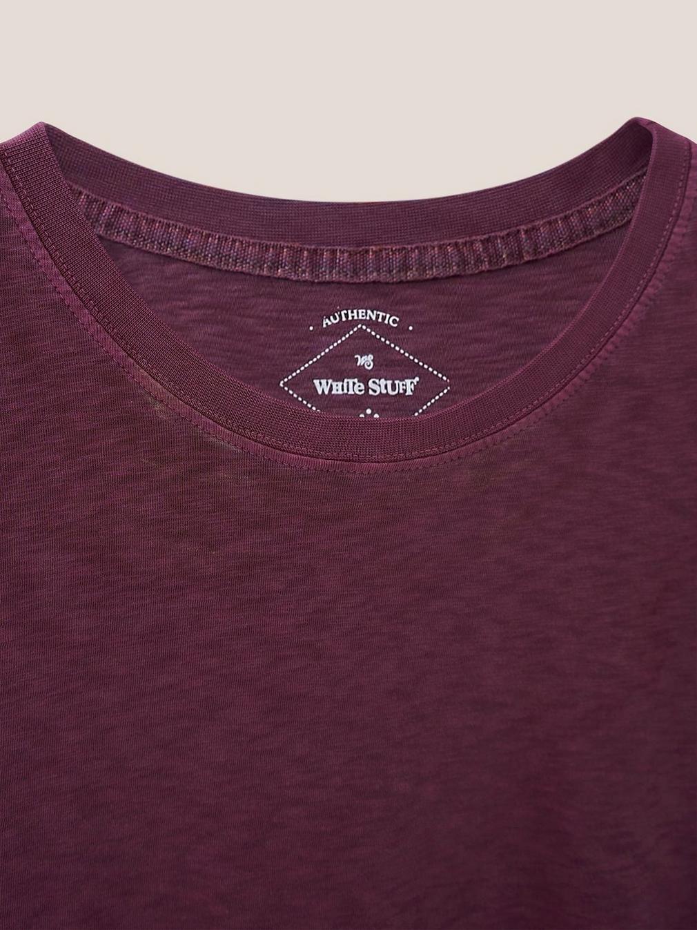 Abersoch Short Sleeve Tee in MID PLUM - FLAT DETAIL