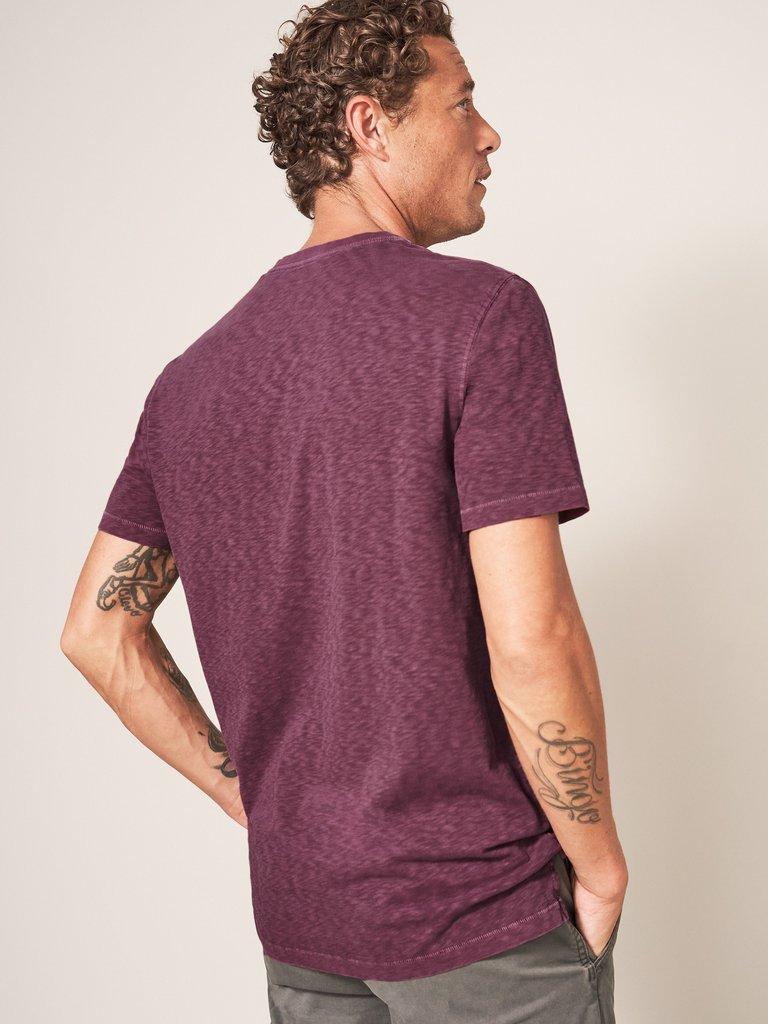 Abersoch Short Sleeve Tee in MID PLUM - MODEL BACK