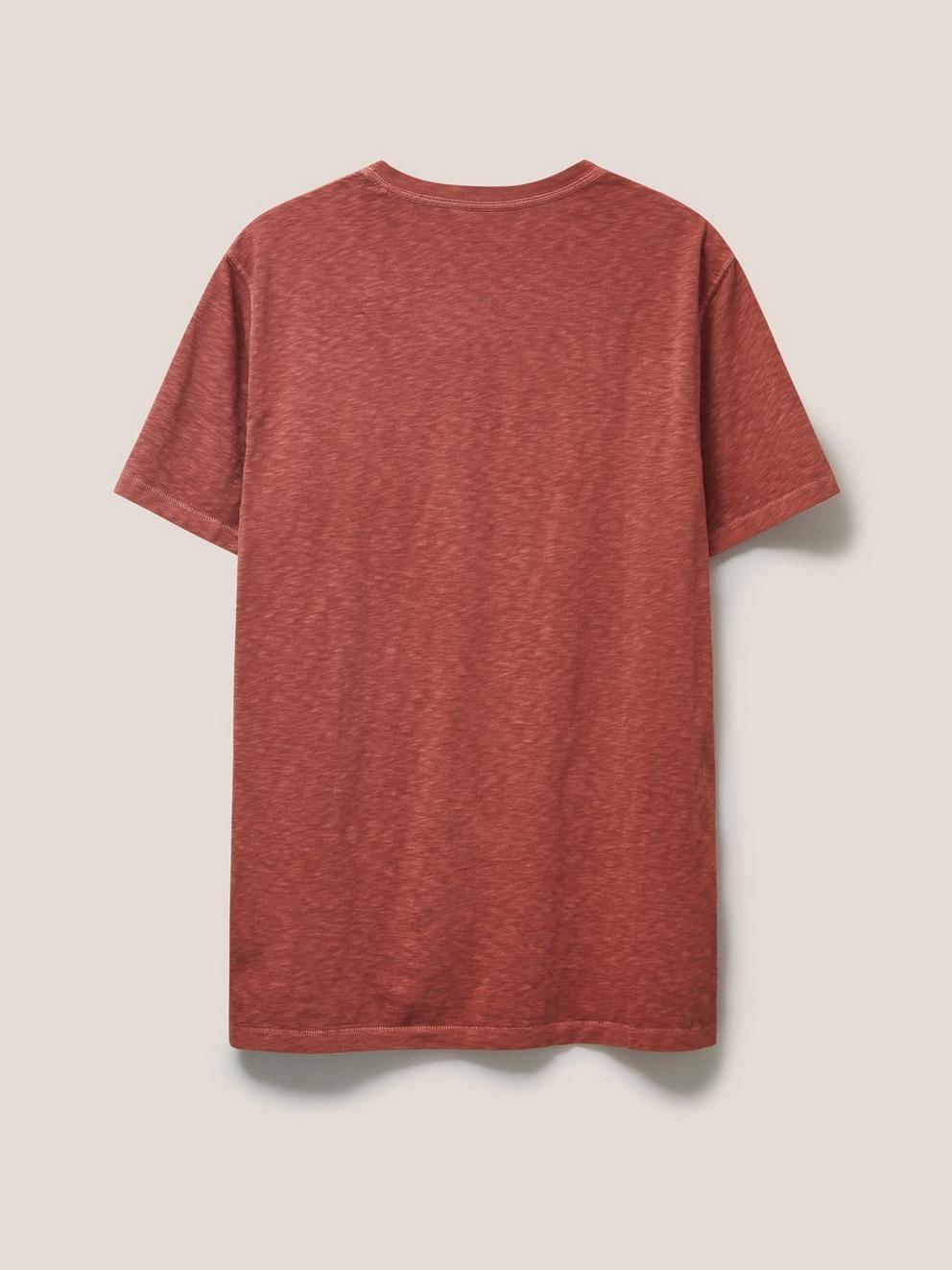 Abersoch Short Sleeve Tee in MID RED - FLAT BACK