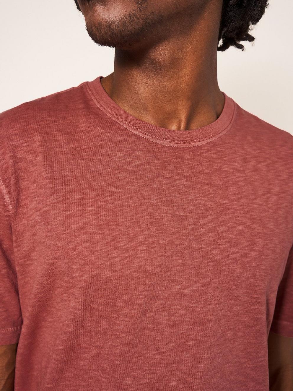 Abersoch Short Sleeve Tee in MID RED - MODEL DETAIL