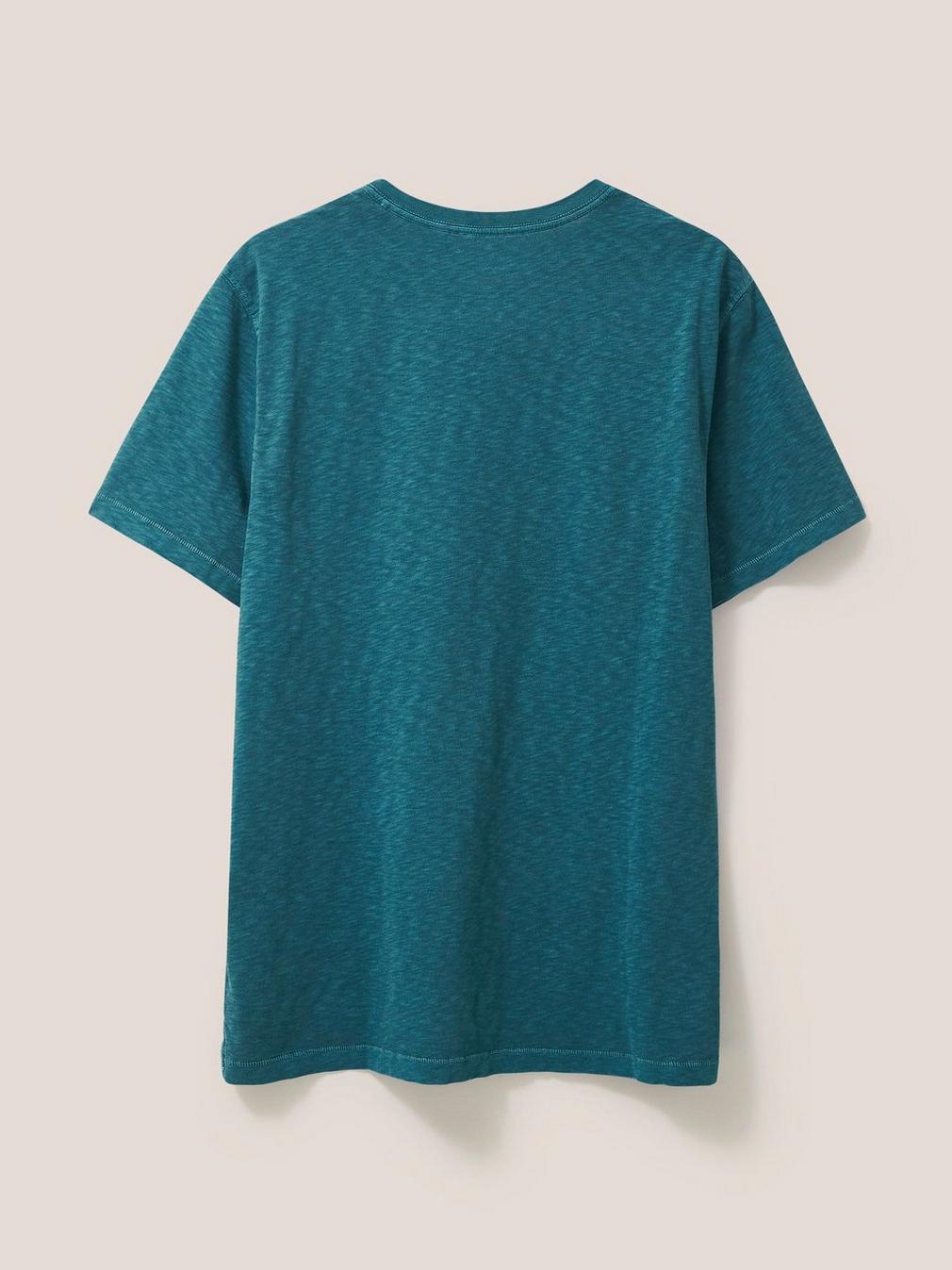 Abersoch Short Sleeve Tee in MID TEAL - FLAT BACK