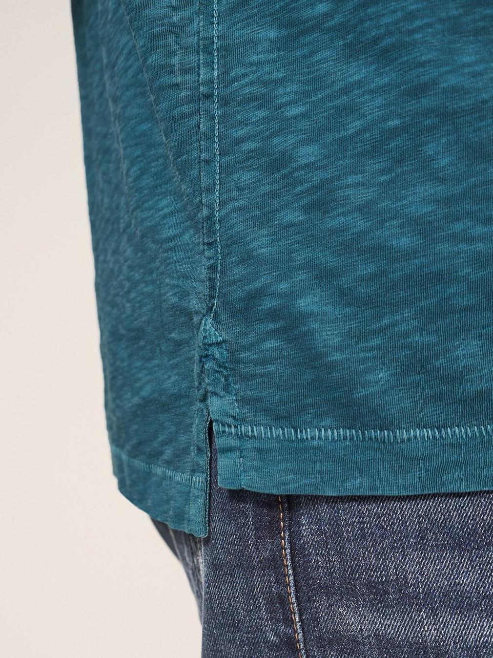 Abersoch Short Sleeve Tee in MID TEAL - MODEL DETAIL