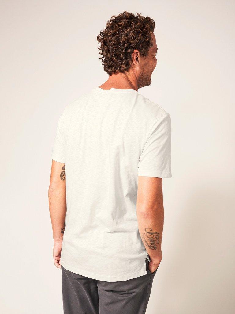 Abersoch Short Sleeve Tee in NAT WHITE - MODEL BACK