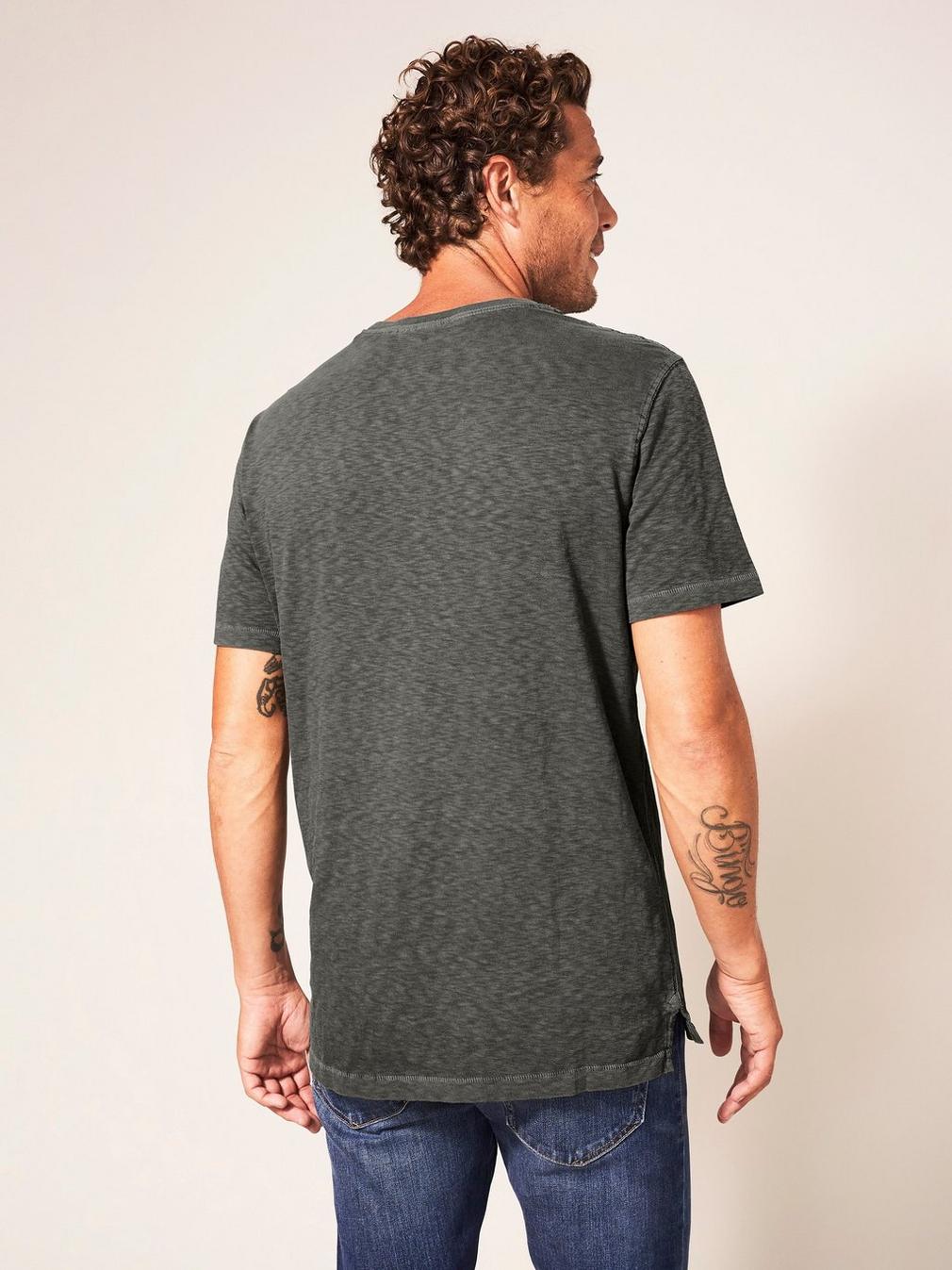 Abersoch Short Sleeve Tee in PURE BLK - MODEL BACK