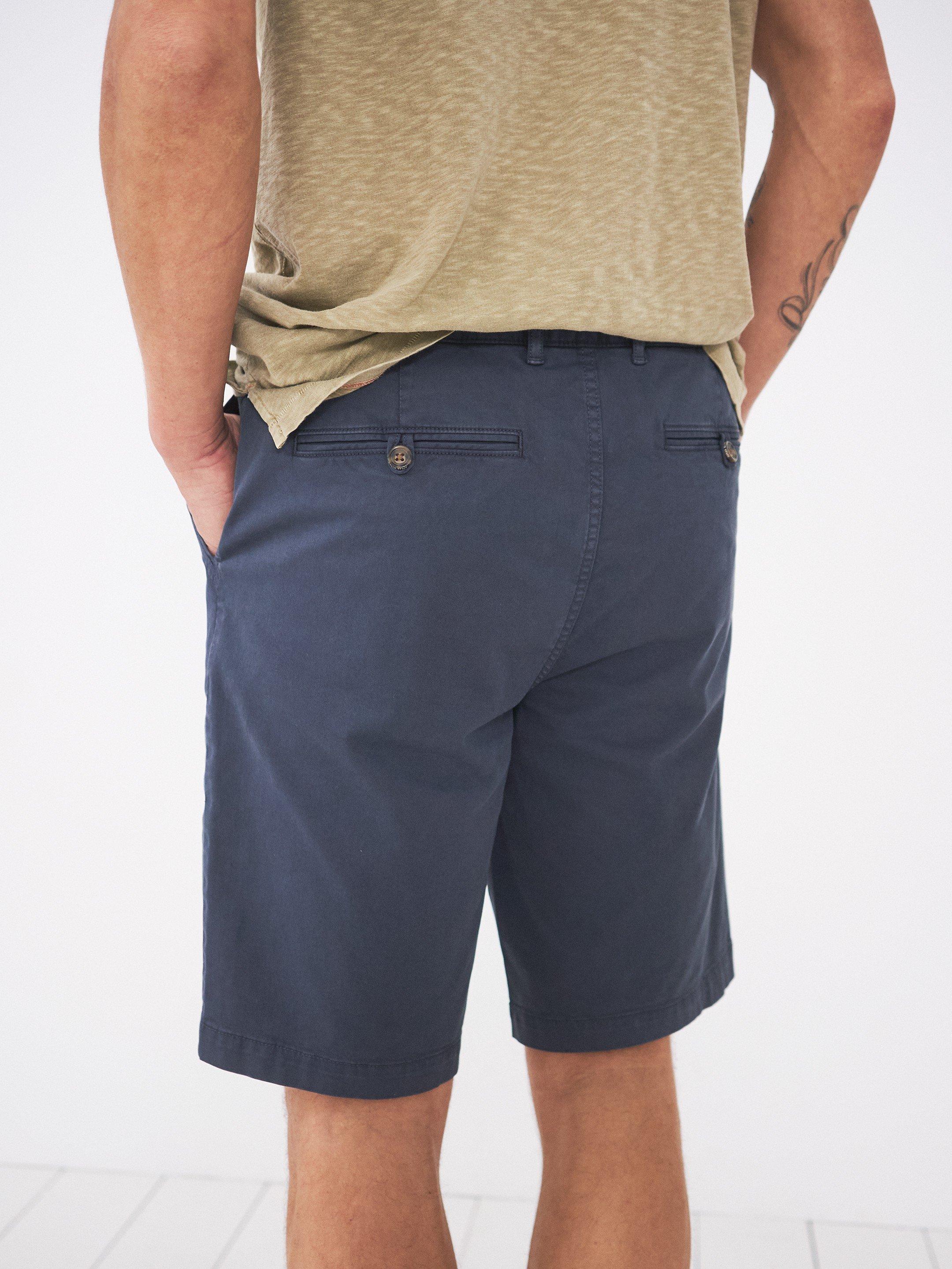 Sutton Organic Chino Shorts in DARK NAVY - MODEL BACK
