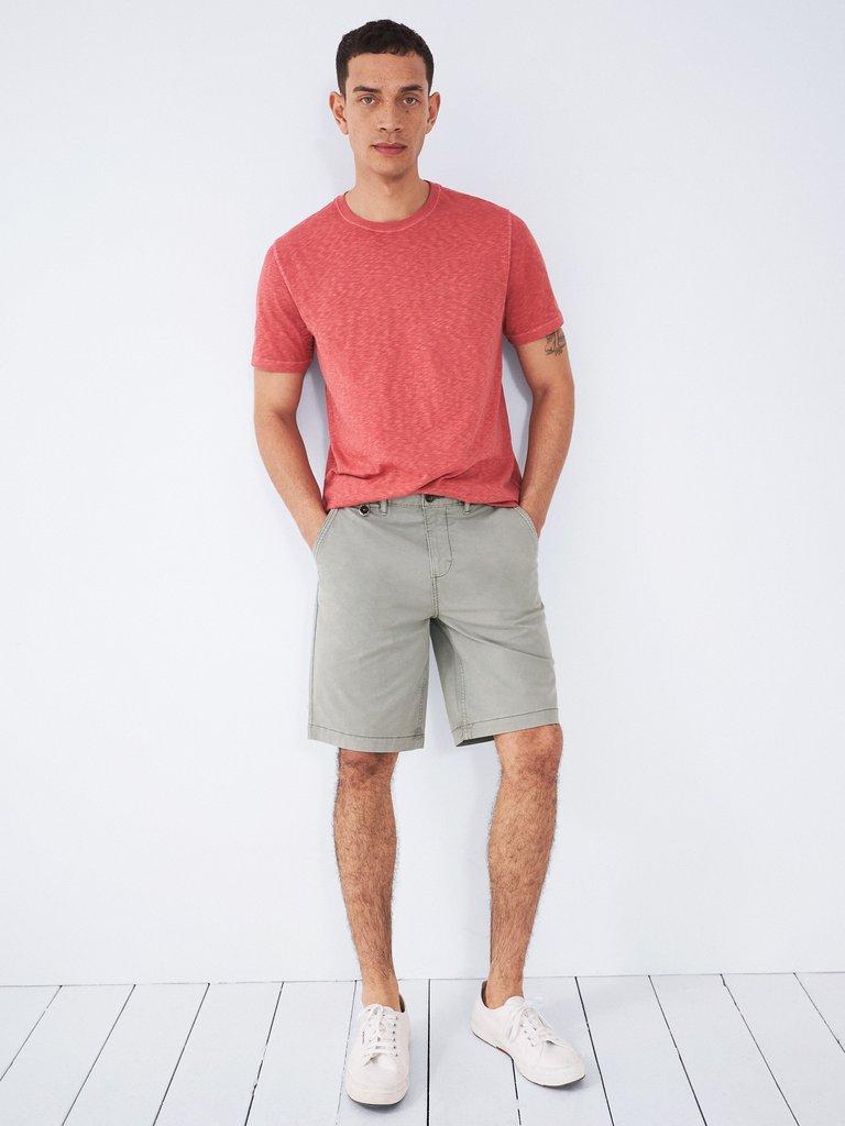 Sutton Organic Chino Shorts in LGT GREY - MODEL FRONT