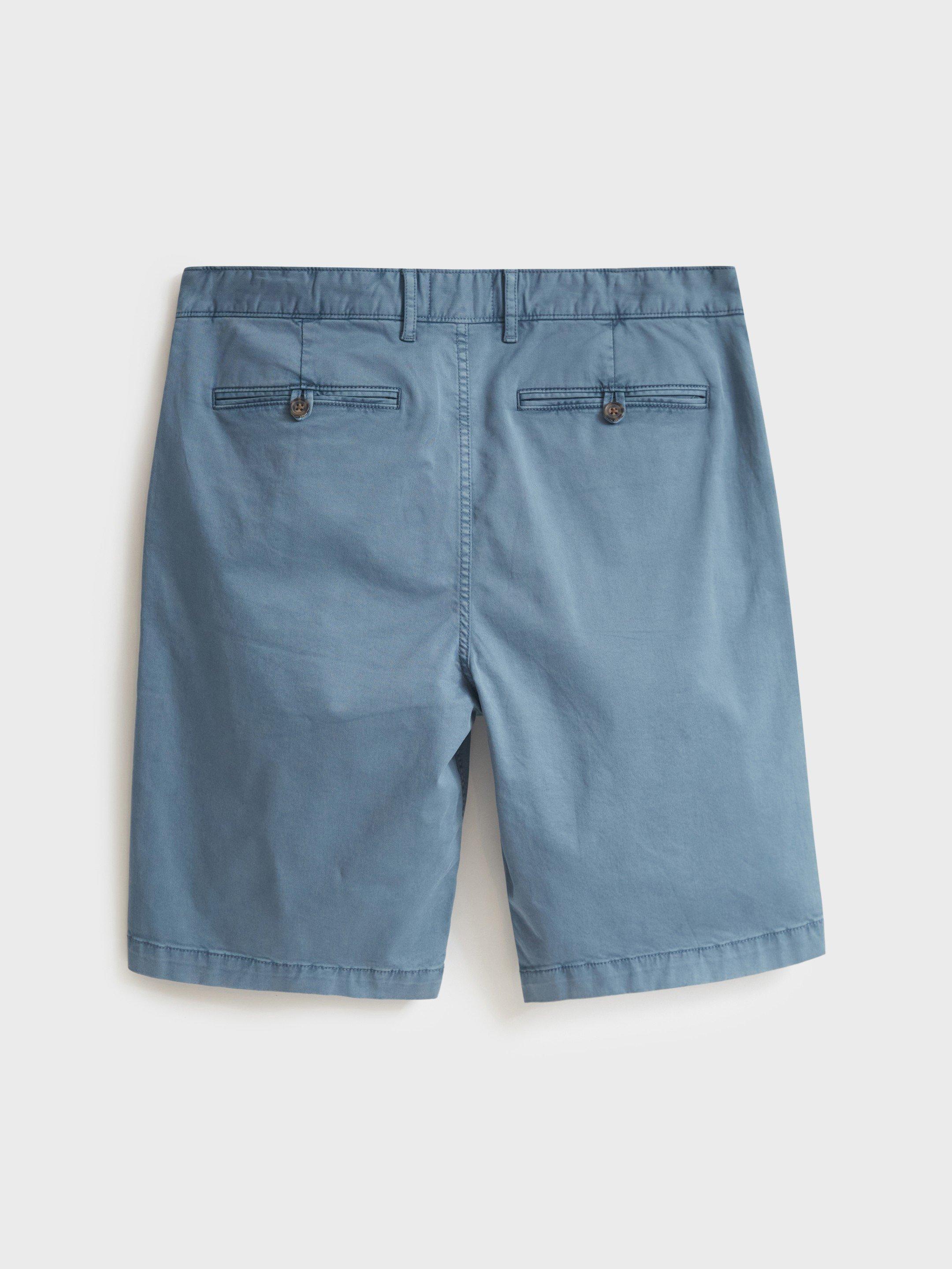 Sutton Organic Chino Shorts in MID BLUE - FLAT BACK