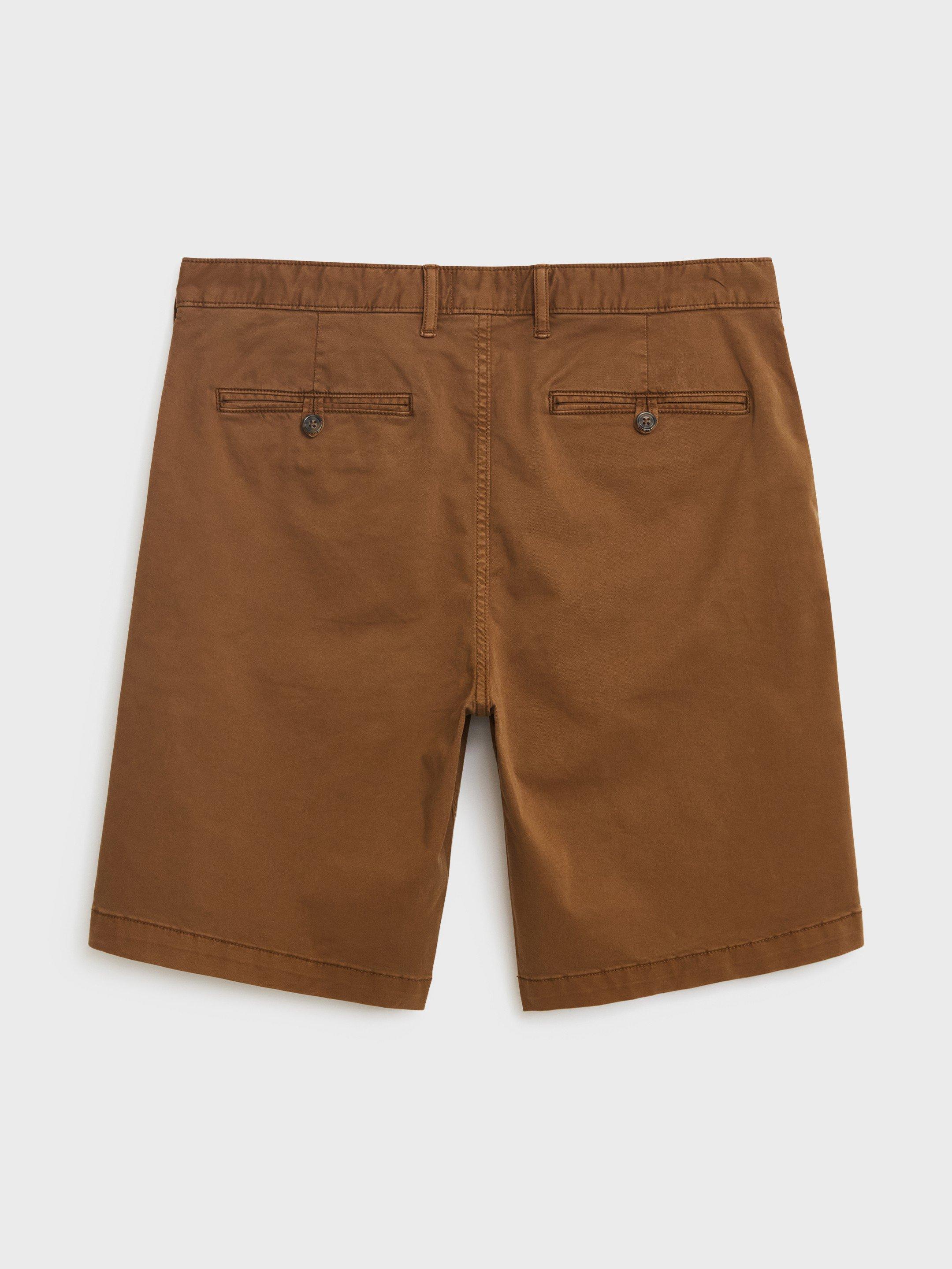 Sutton Organic Chino Shorts in MID BROWN - FLAT BACK