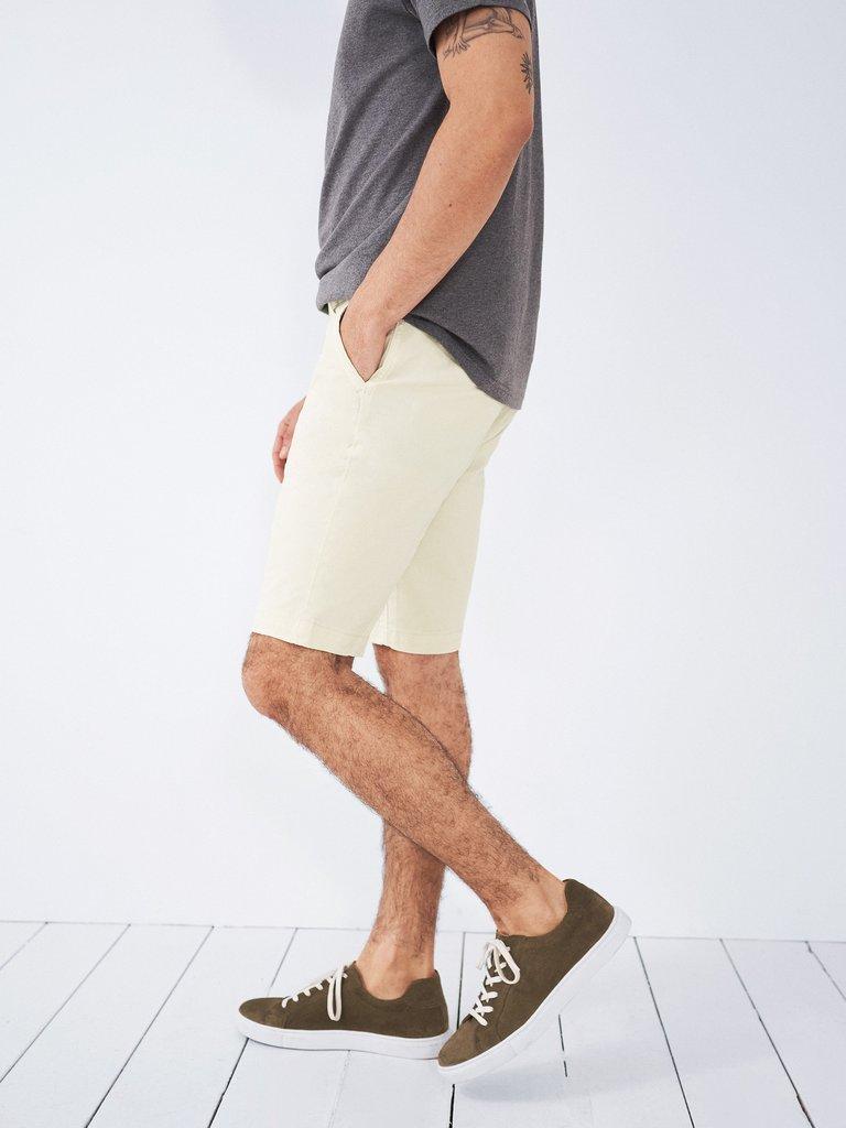 Sutton Organic Chino Shorts in NAT WHITE - MODEL BACK