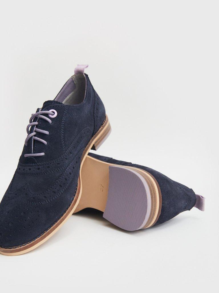 Thistle Lace Up Brogue in DARK NAVY - FLAT BACK