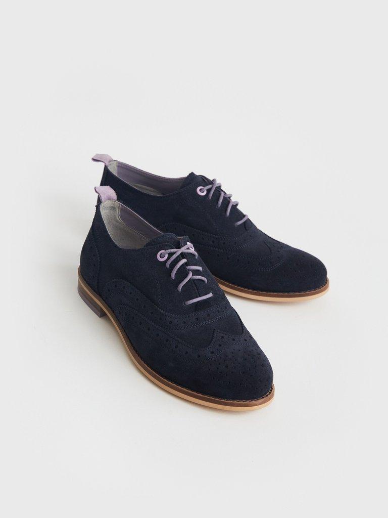 Thistle Lace Up Brogue in DARK NAVY - FLAT FRONT