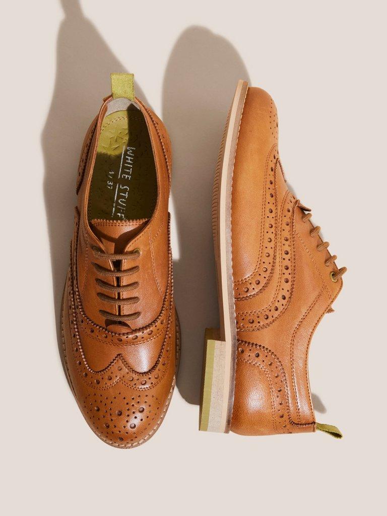 Thistle Lace Up Brogue in MID TAN - FLAT BACK