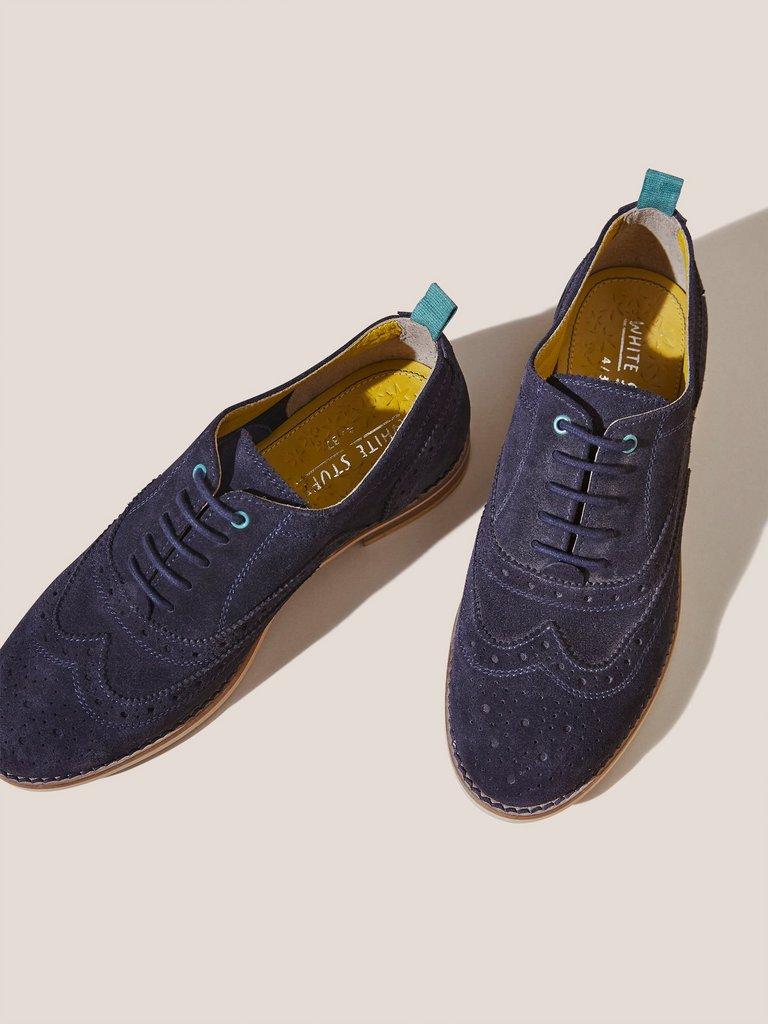 Thistle Lace Up Brogue in NAVY MULTI - FLAT BACK