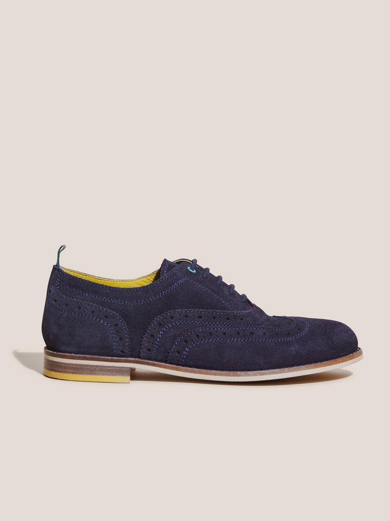 Thistle Lace Up Brogue in NAVY MULTI - MODEL FRONT