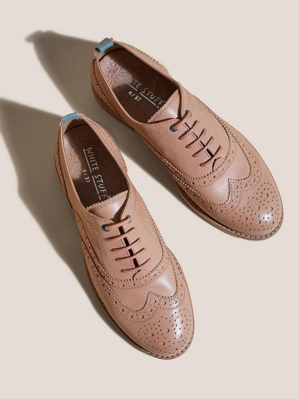 Lace Up Thistle Brogue in PINK MLT - FLAT DETAIL