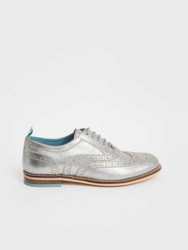 Silver on sale leather shoes