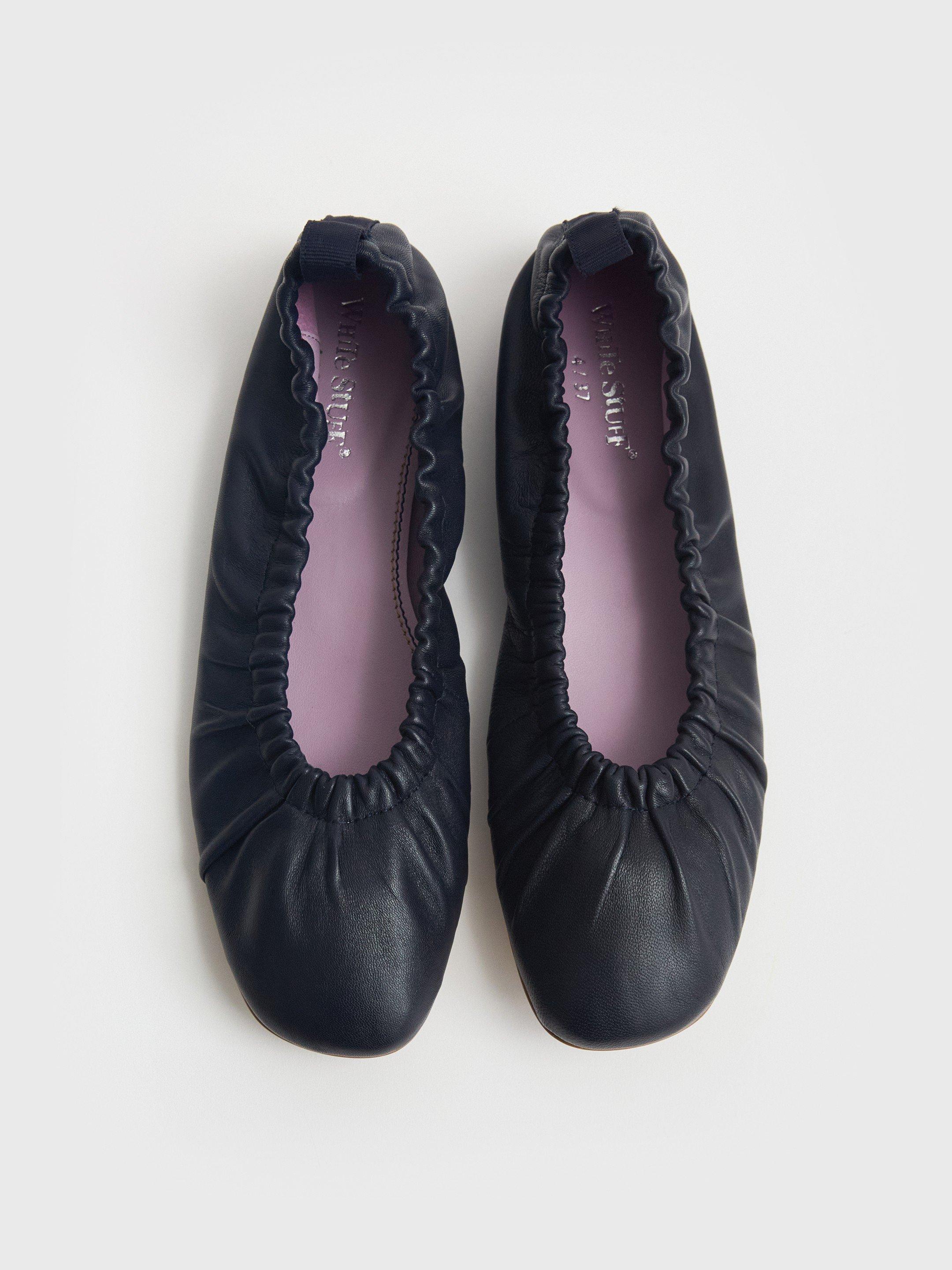 Poppy Ruched Ballet Shoe in DARK NAVY - FLAT DETAIL