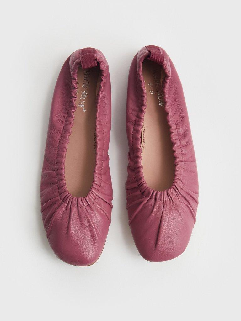 Poppy Ruched Ballet Shoe in LGT PINK - FLAT DETAIL