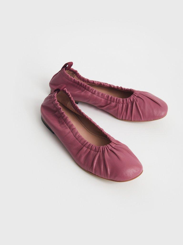 Poppy Ruched Ballet Shoe in LGT PINK - FLAT FRONT