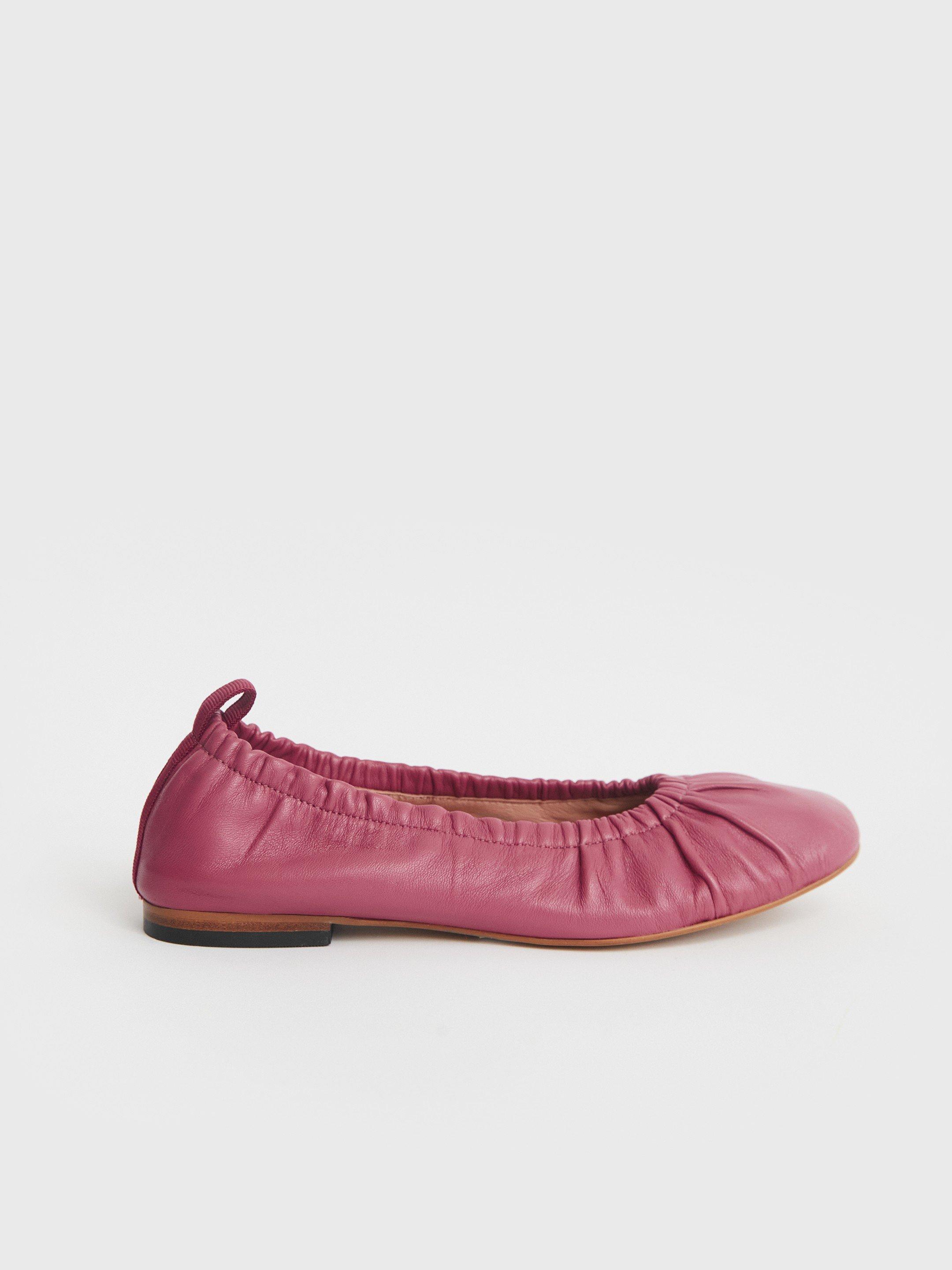 Poppy Ruched Ballet Shoe in LGT PINK - MODEL FRONT