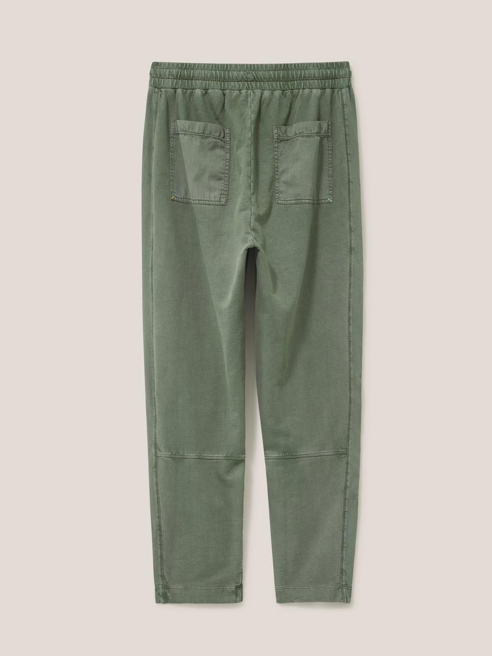 Ava Jersey Jogger in KHAKI GRN - FLAT BACK