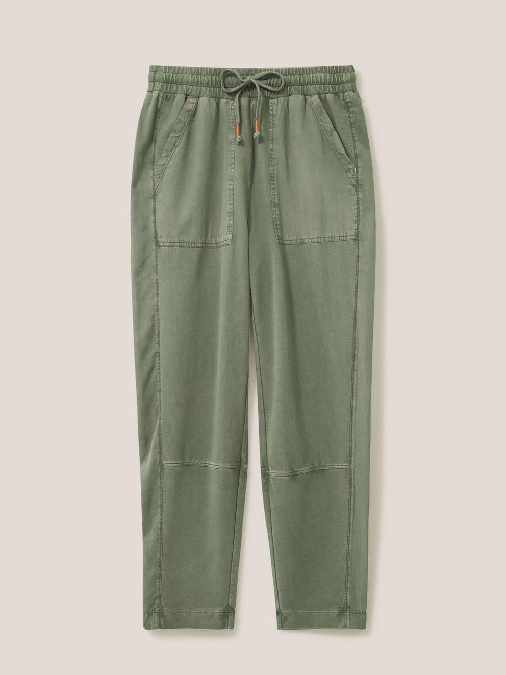 Ava Jersey Jogger in KHAKI GRN - FLAT FRONT