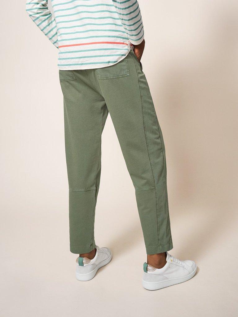 Ava Jersey Jogger in KHAKI GRN - MODEL BACK