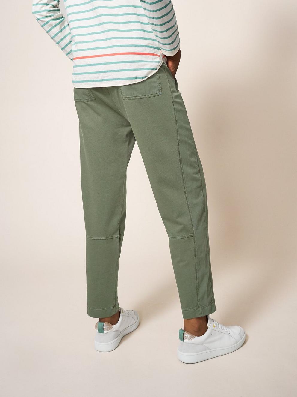 Ava Jersey Jogger in KHAKI GRN - MODEL BACK