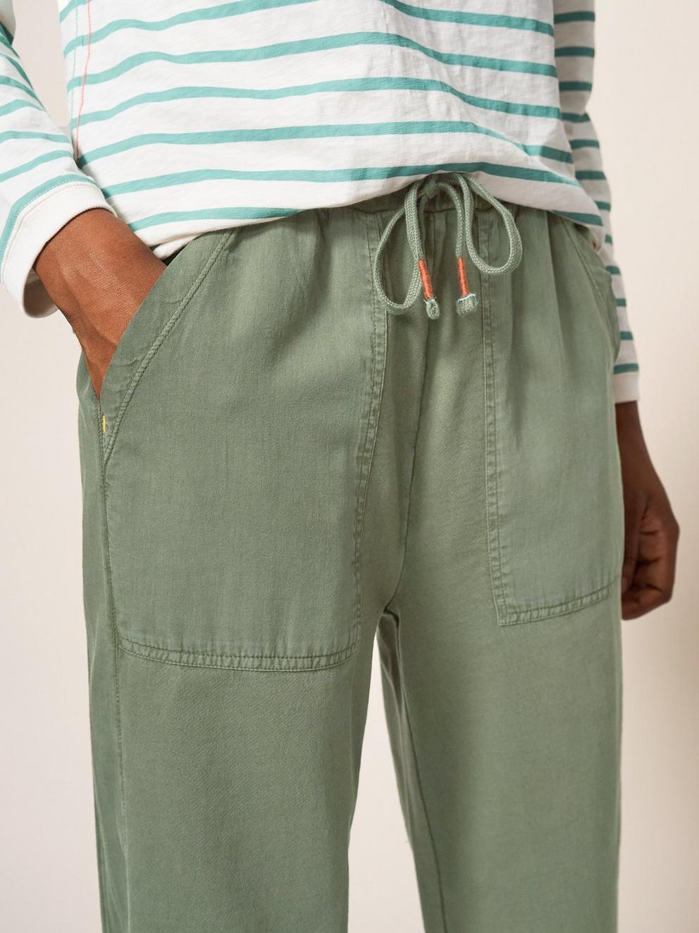 Ava Jersey Jogger in KHAKI GRN - MODEL DETAIL