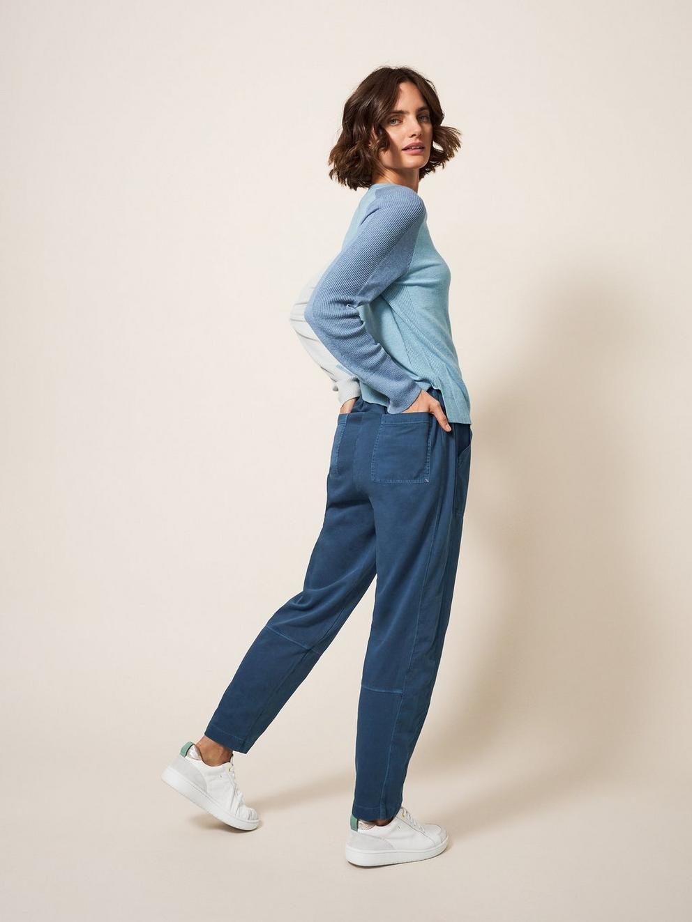 Ava Jersey Jogger in MID BLUE - MODEL BACK