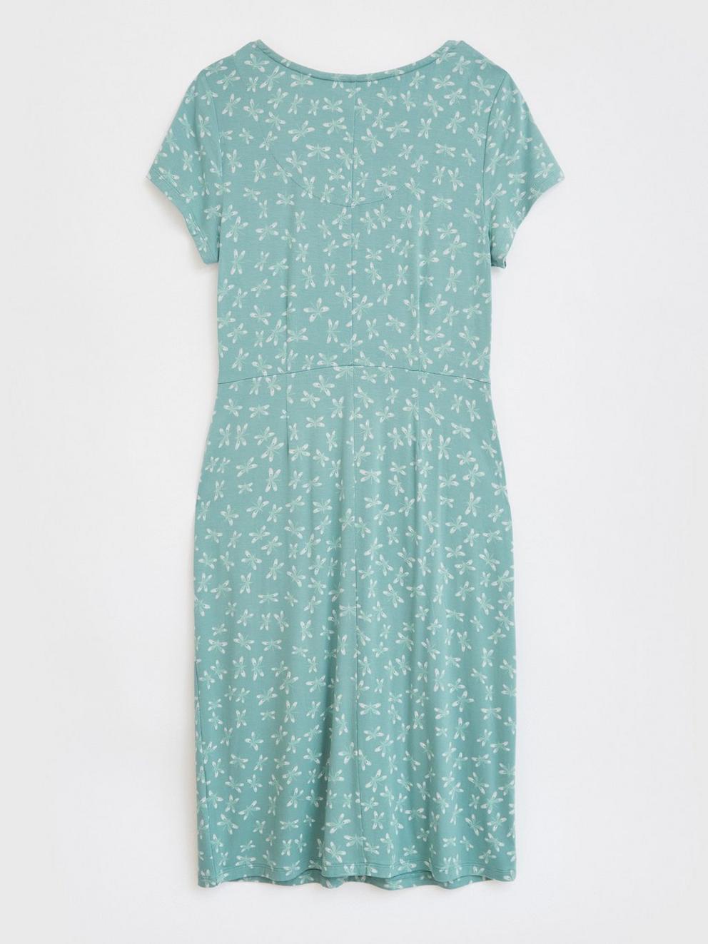 Chile Eco Vero Jersey Dress in TEAL MLT - FLAT BACK