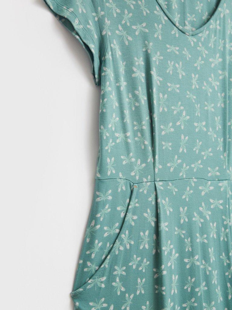 Chile Eco Vero Jersey Dress in TEAL MLT - FLAT DETAIL