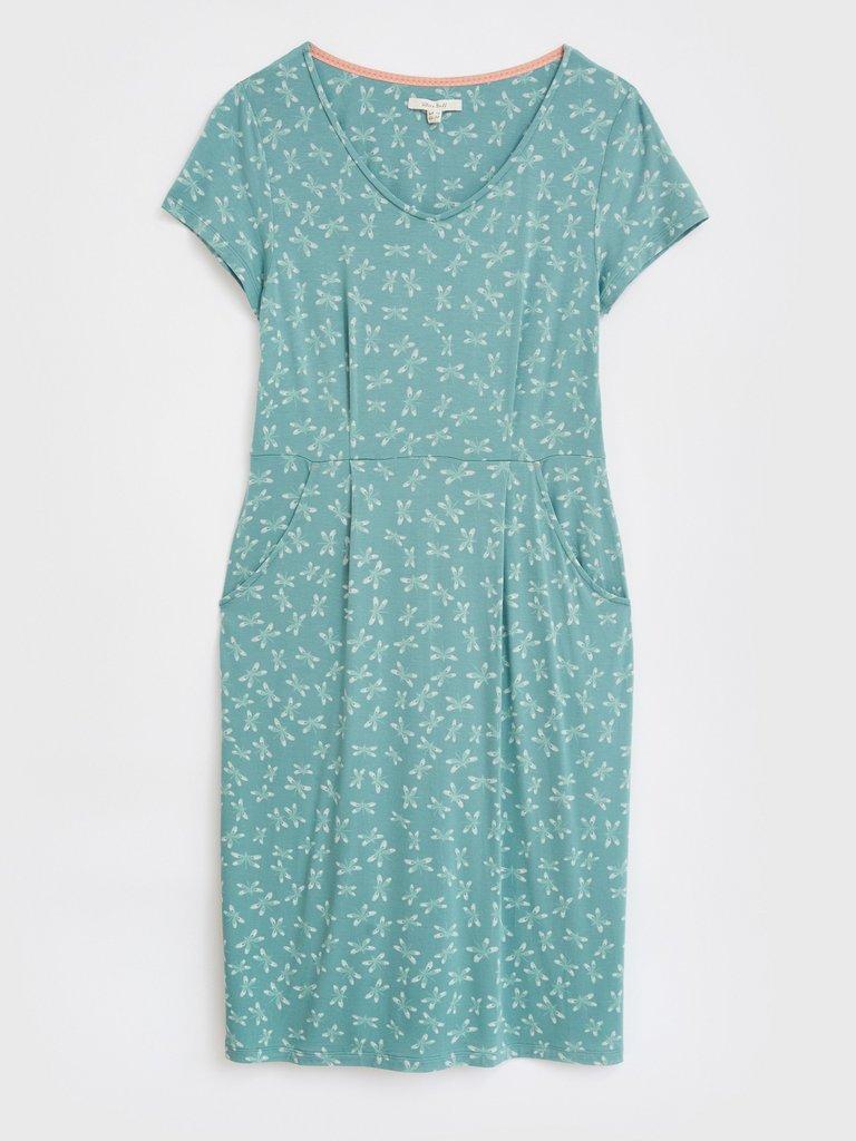 Chile Eco Vero Jersey Dress in TEAL MLT - FLAT FRONT