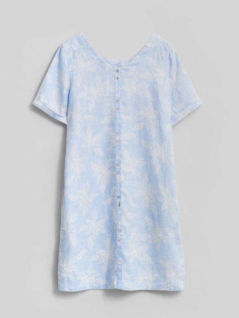 Edie Linen Dress in BLUE MLT - FLAT BACK