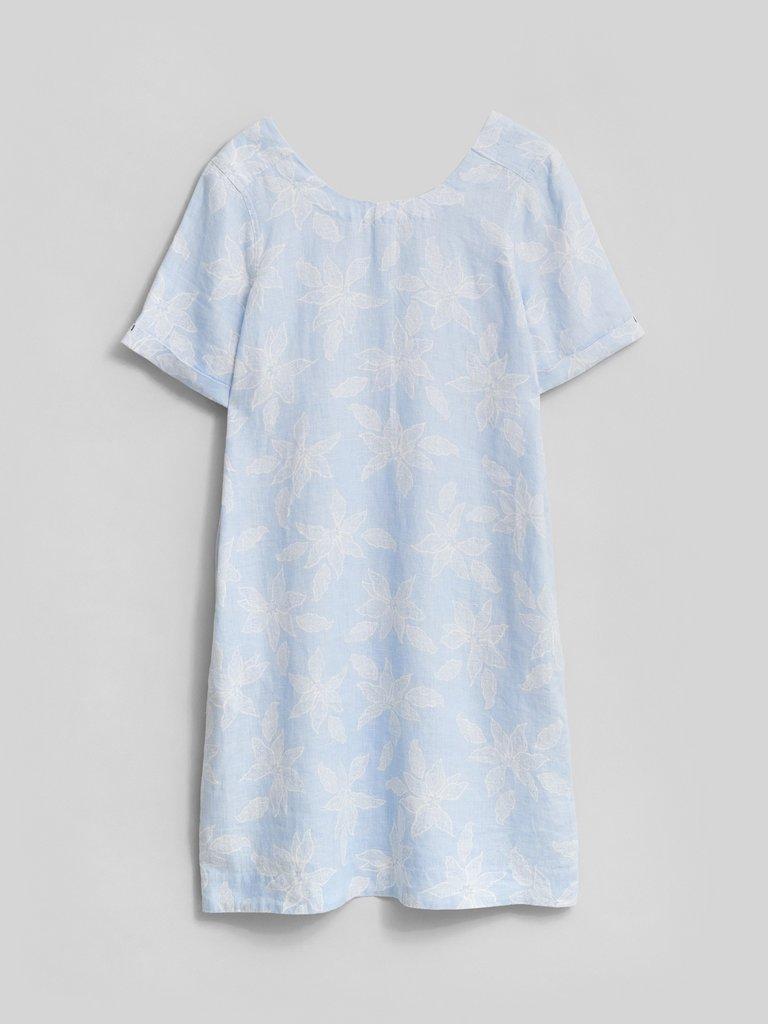 Edie Linen Dress in BLUE MLT - FLAT FRONT