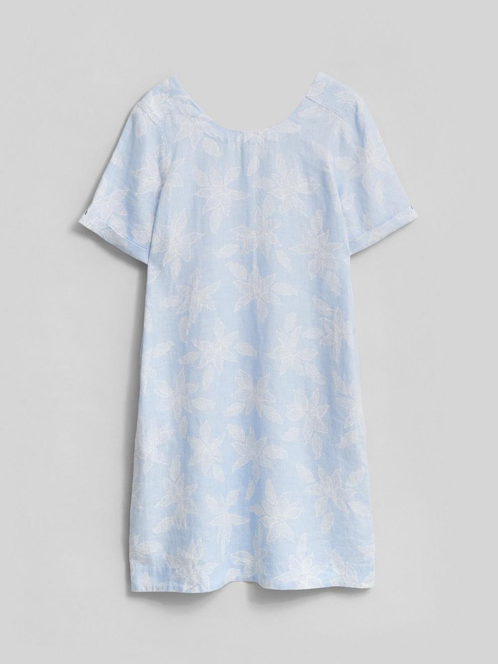 Edie Linen Dress in BLUE MLT - FLAT FRONT