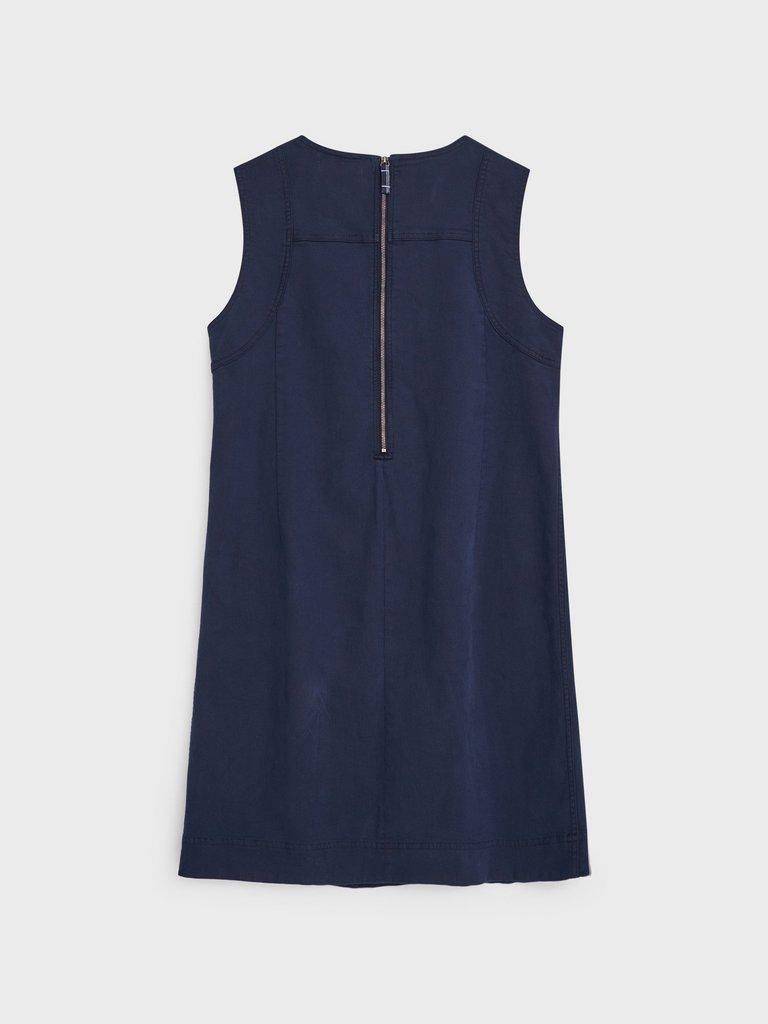 Janey Organic Cotton Pinafore in DARK NAVY - FLAT BACK