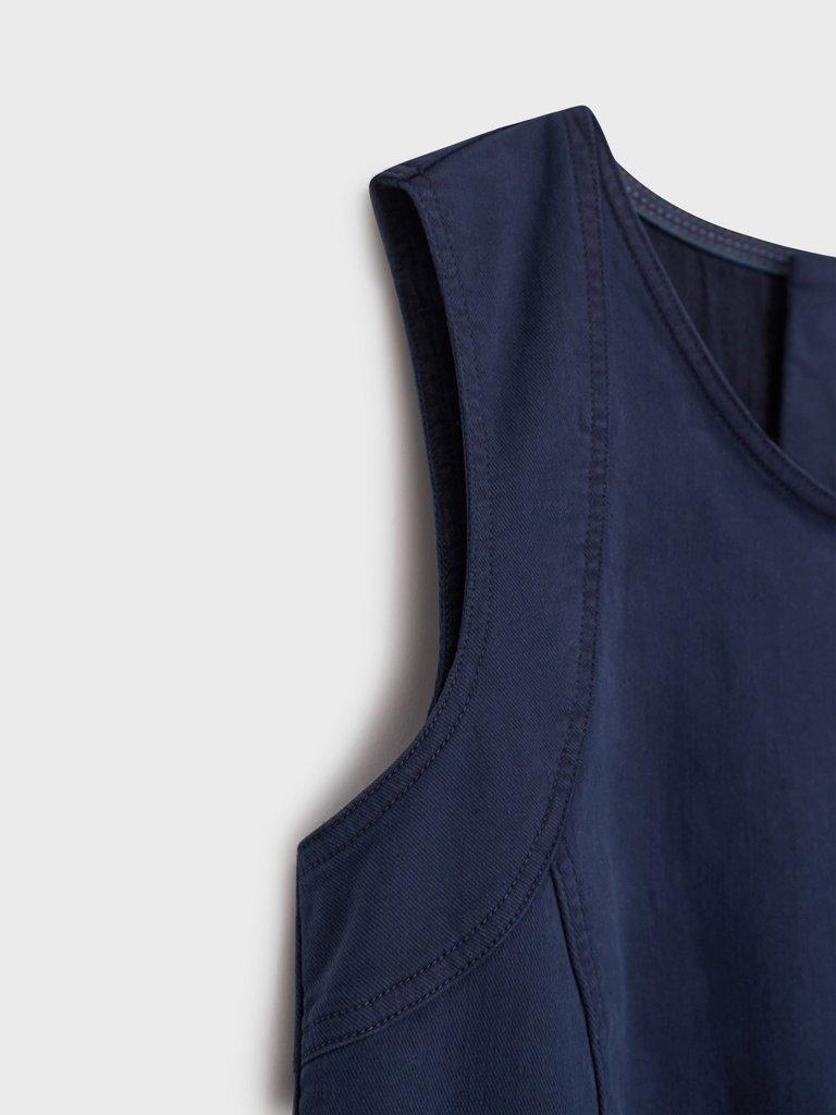 Janey Organic Cotton Pinafore in DARK NAVY - FLAT DETAIL