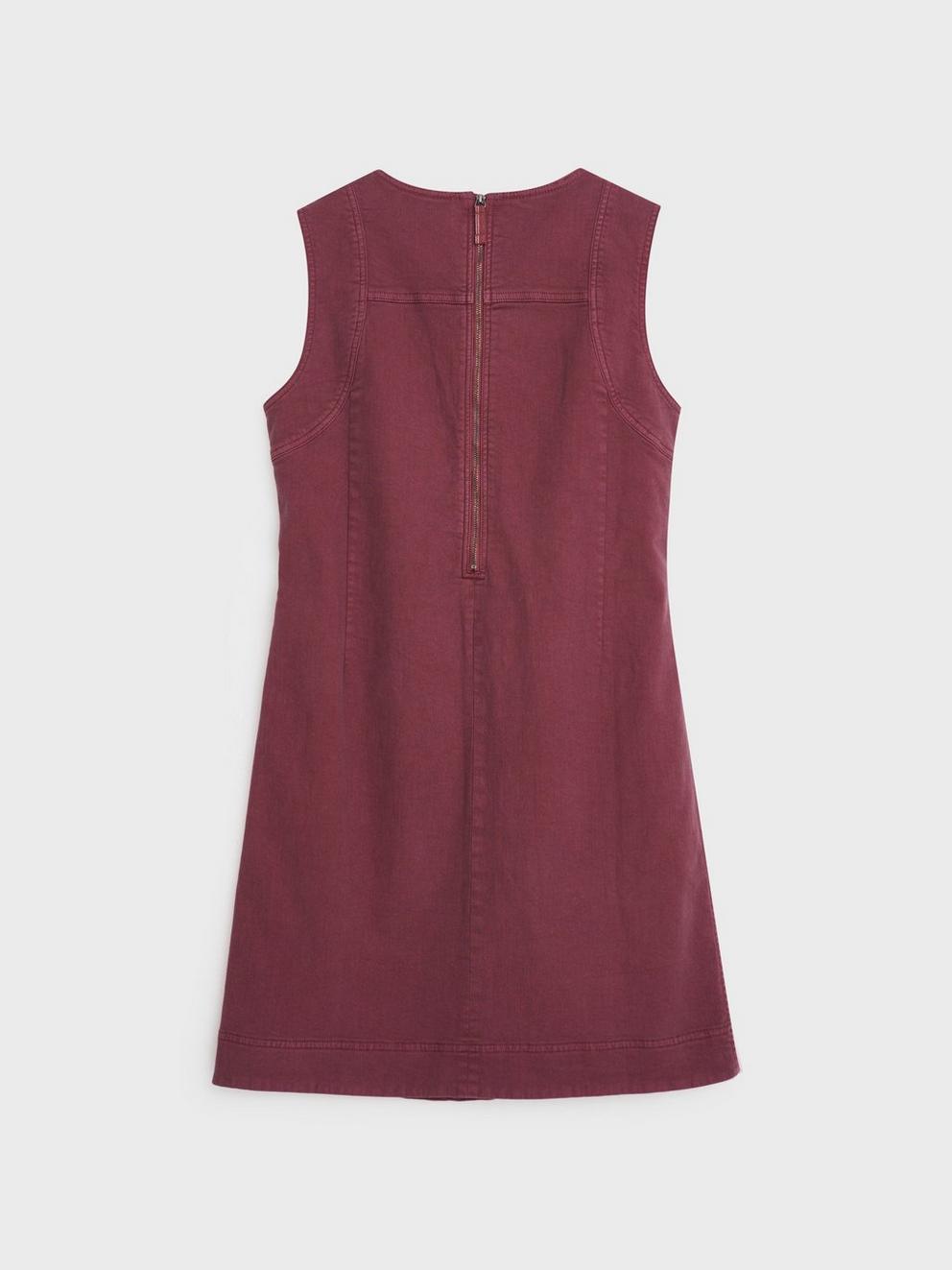 Janey Organic Cotton Pinafore in MID PLUM - FLAT BACK