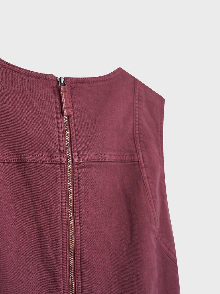 Janey Organic Cotton Pinafore in MID PLUM - FLAT DETAIL