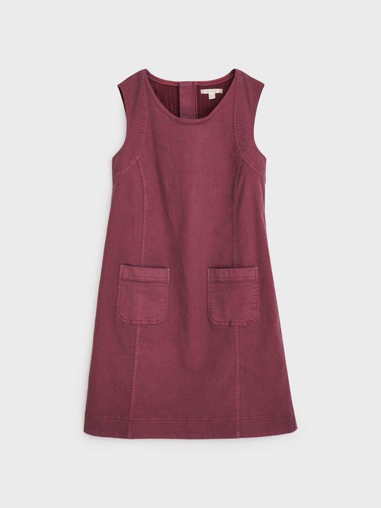 Janey Organic Cotton Pinafore in MID PLUM - FLAT FRONT