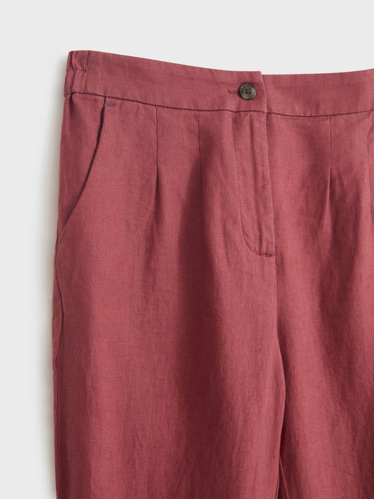 Maddie Linen Trouser in MID PLUM - FLAT DETAIL