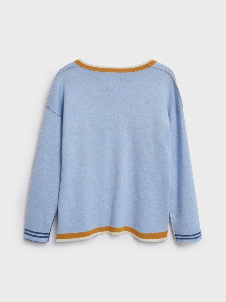 Eimear Reversible Cardi in BLUE MLT - FLAT BACK