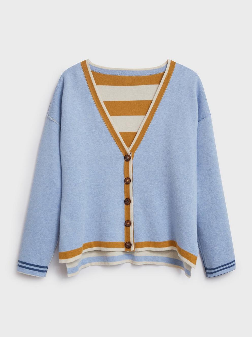 Eimear Reversible Cardi in BLUE MLT - FLAT DETAIL
