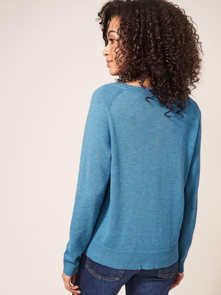 Lulu Cardigan in DK BLUE - MODEL BACK