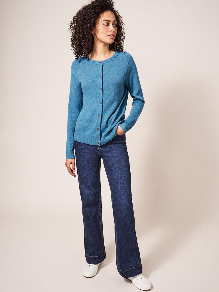 Lulu Cardigan in DK BLUE - MODEL FRONT