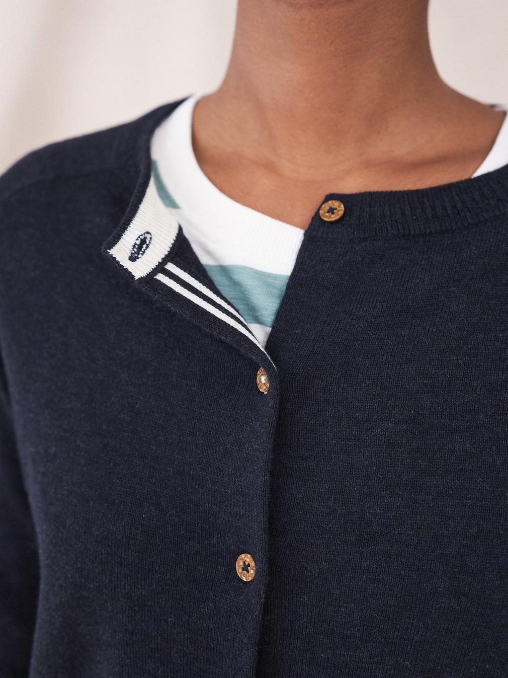 Lulu Cardigan in FR NAVY - MODEL DETAIL